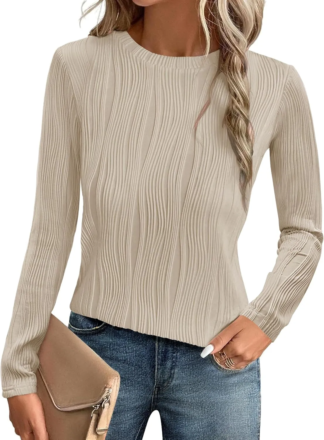 Wave Pattern Long Sleeve Crew — variant