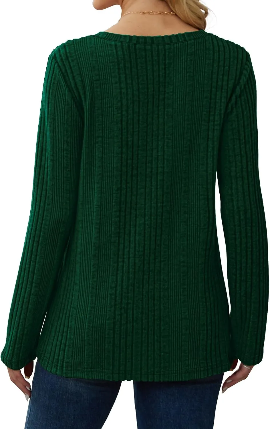 V-Neck Lightweight Pullover — Grass Green — view 4