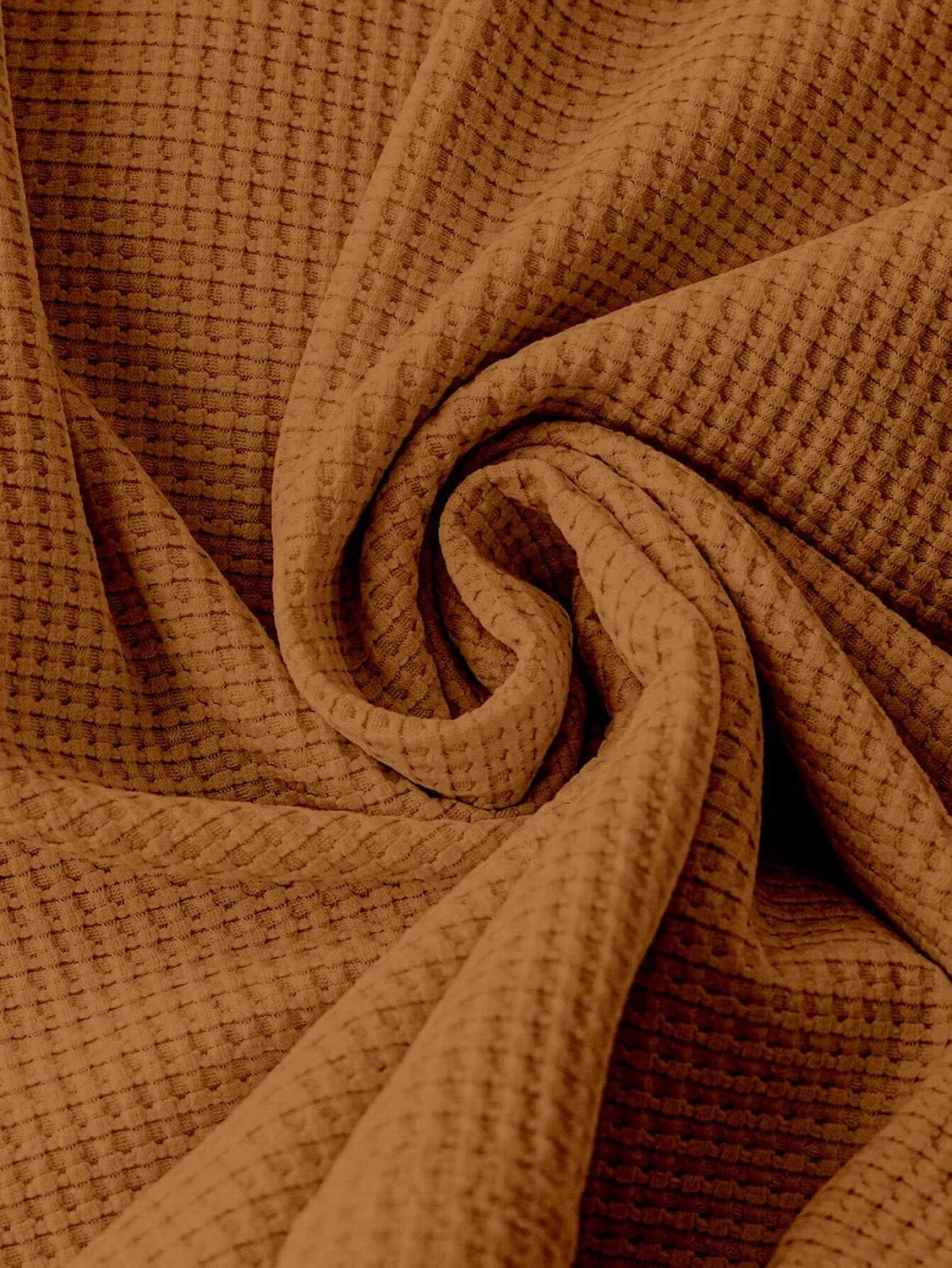Waffle Knit Crew Neck Tee — Mocha Mousse Brown — view 5