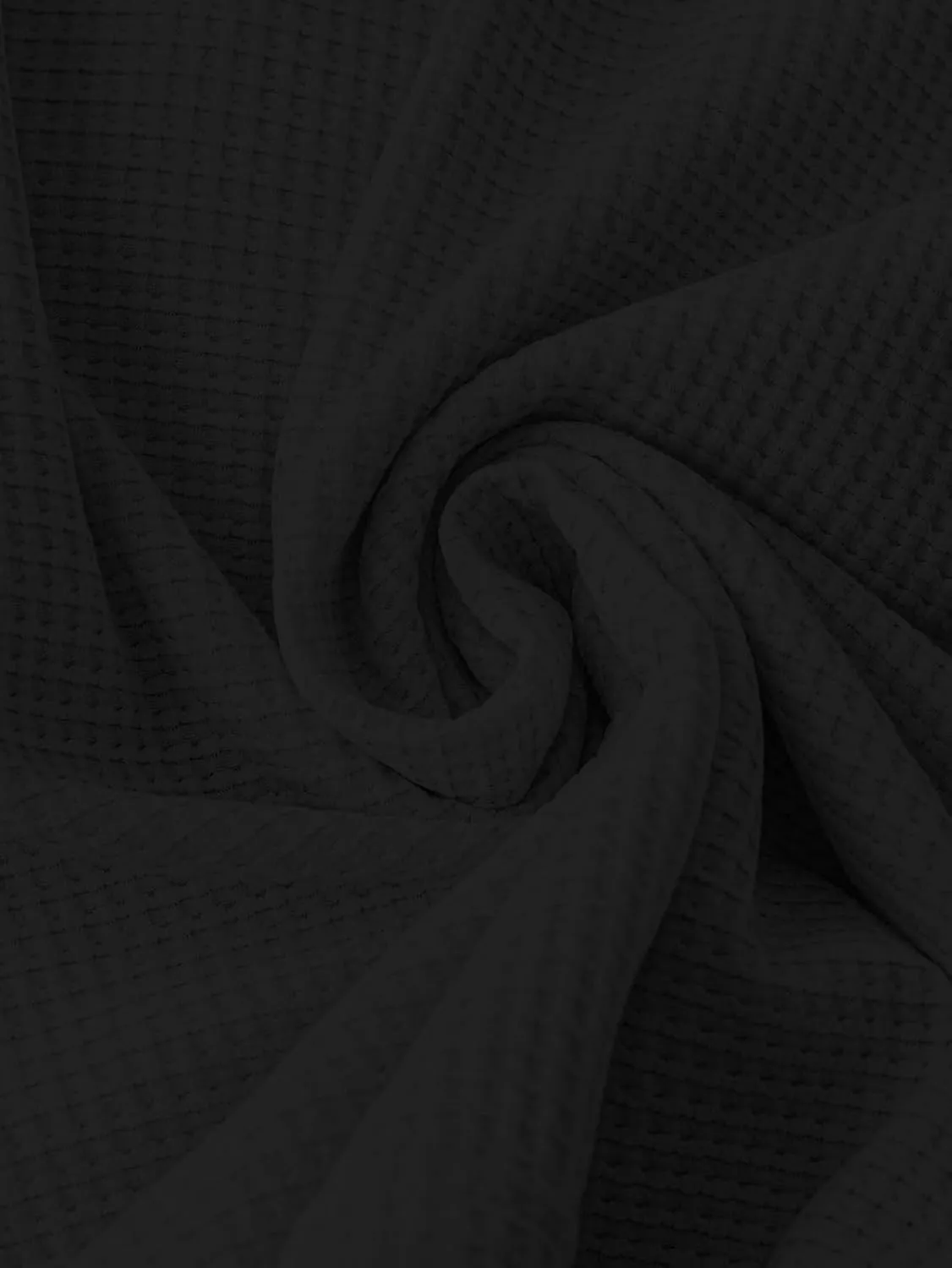 Waffle Knit Crew Neck Tee — Black — view 5
