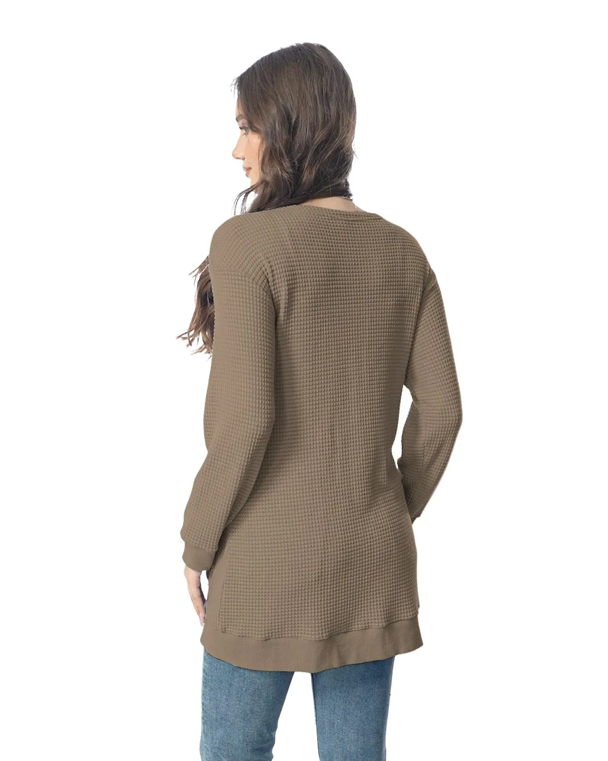 Waffle Knit Longline Cardigan — view 3