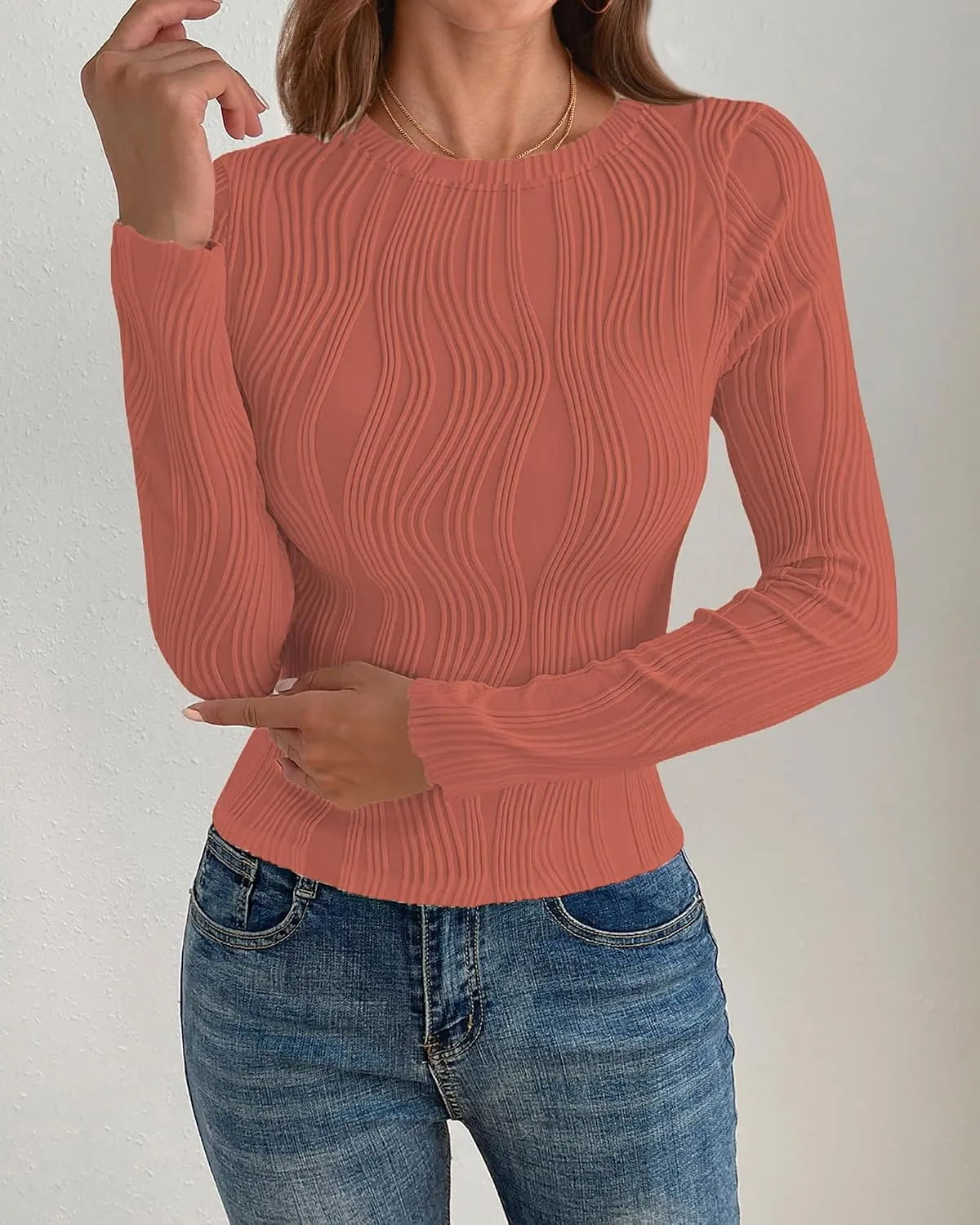 Y2K Long Sleeve Tee — Rust Red — view 2