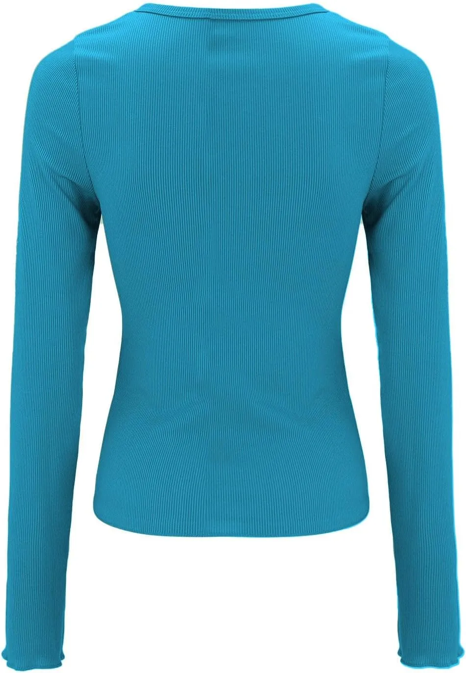 Ribbed Henley Long Sleeve — Sky Blue — view 4