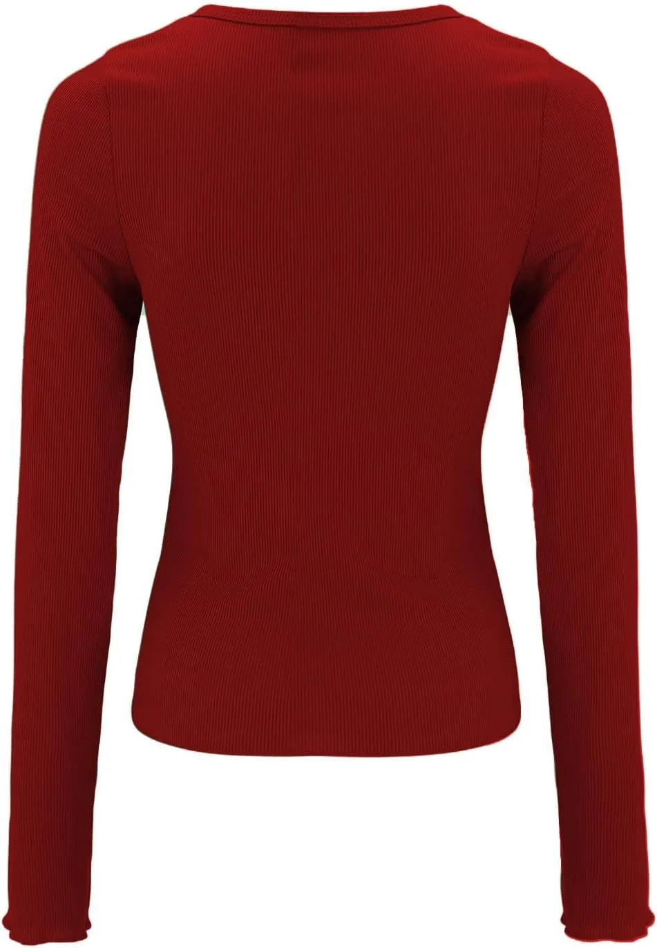 Ribbed Henley Long Sleeve — Jujube Red — view 4