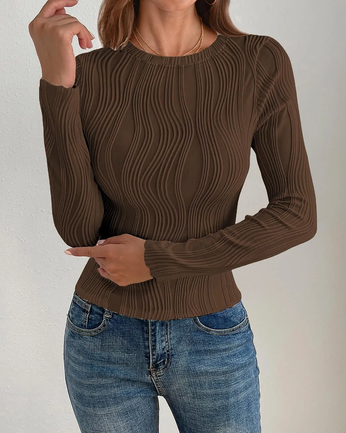 Y2K Long Sleeve Tee — Coffee — view 2