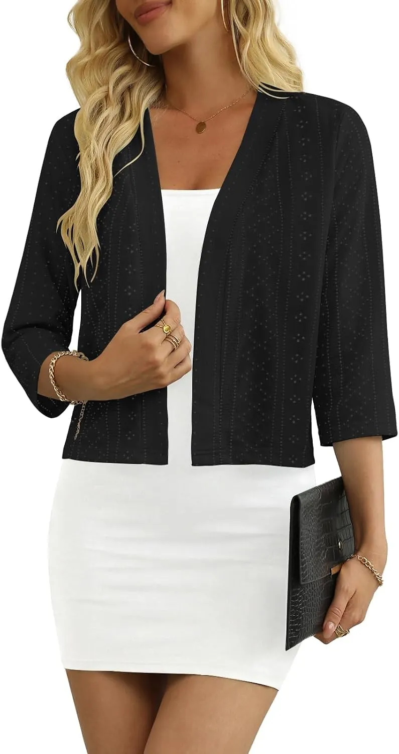 Lightweight Open-Front Cardigan — Black