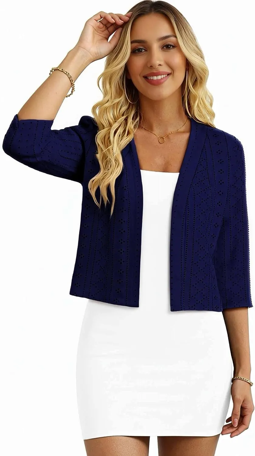 Lightweight Open-Front Cardigan — Navy — view 3