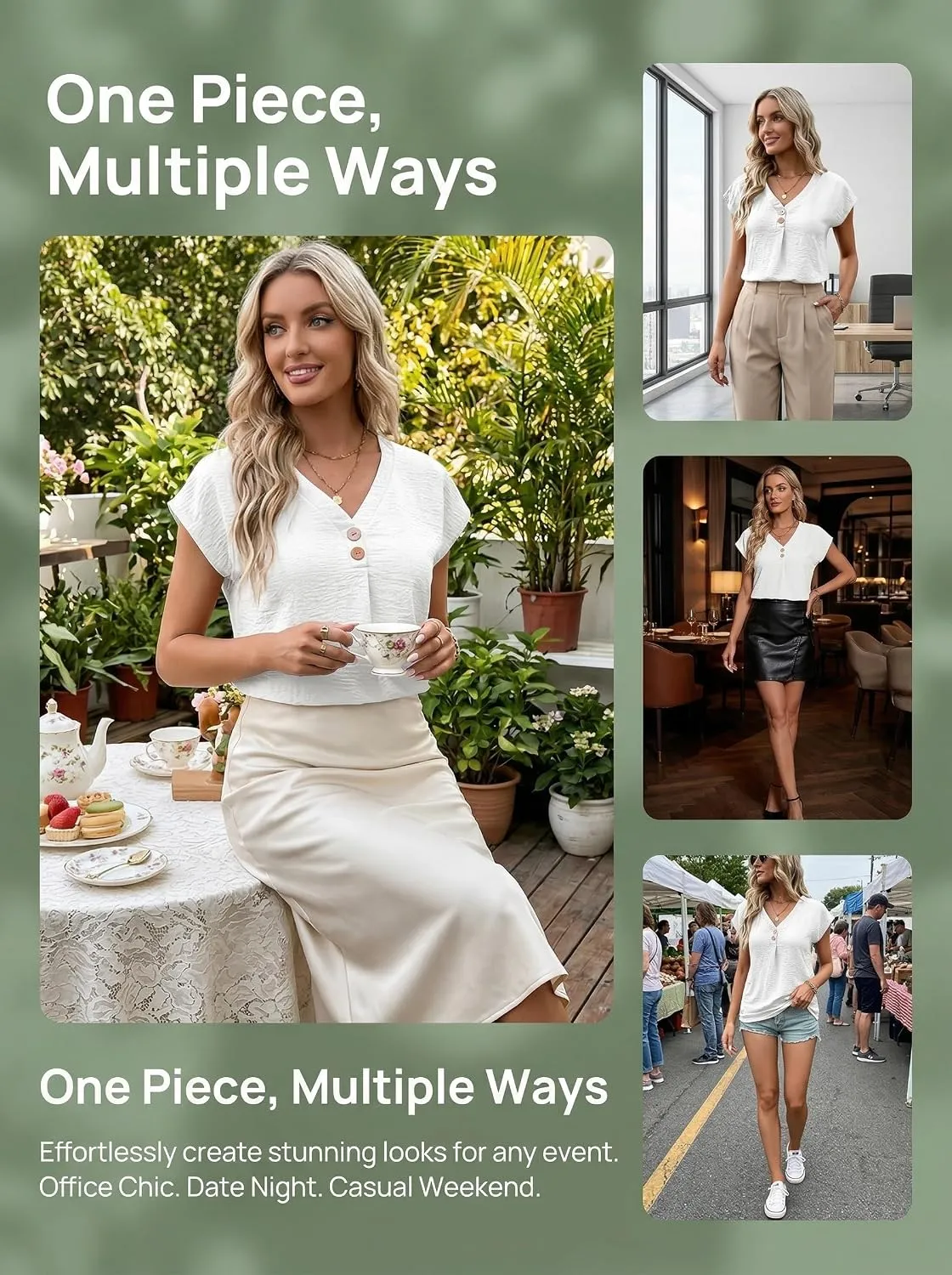 V-Neck Cap Sleeve Blouse — view 6