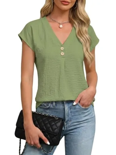 V-Neck Cap Sleeve Blouse — view 2