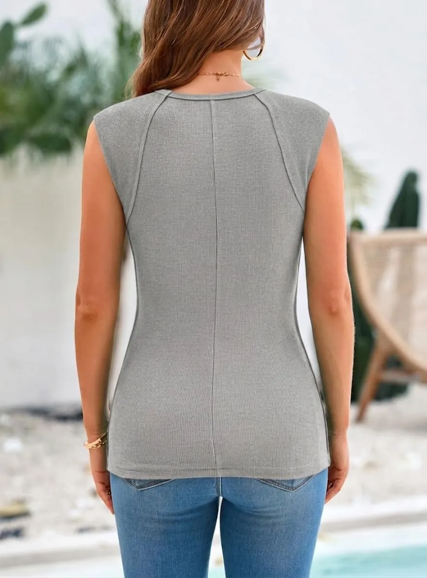 Sleeveless Elegant Tank — Lightgrey — view 4