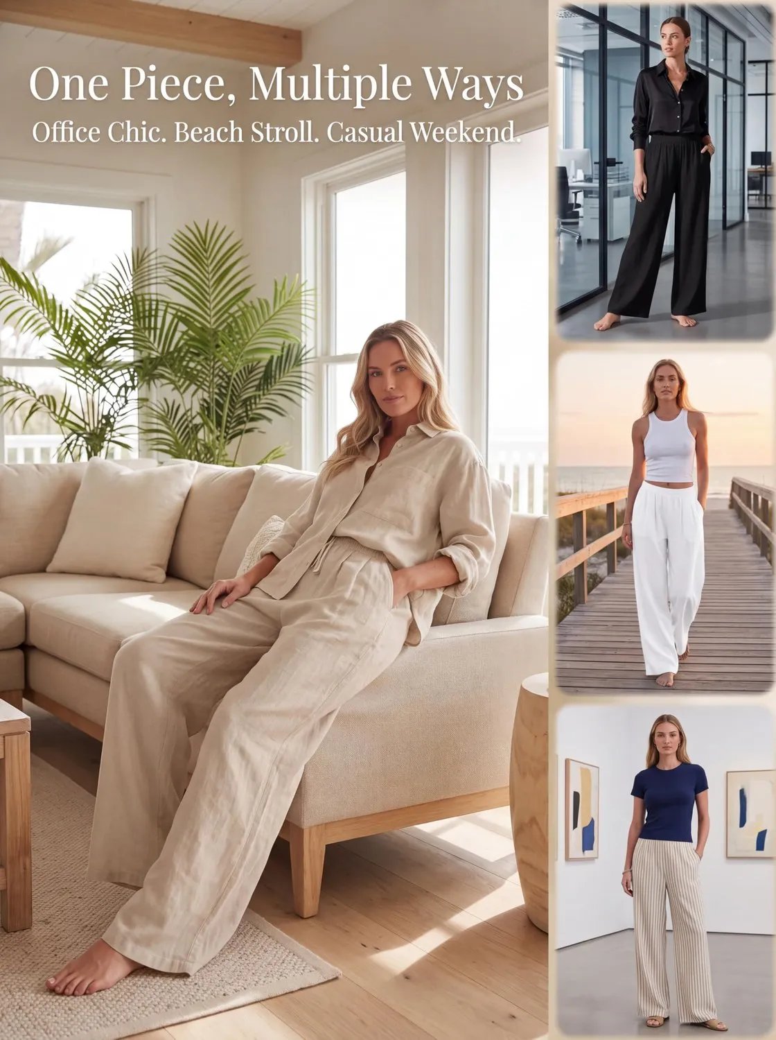 High Waist Wide Leg Palazzo Trousers — view 5