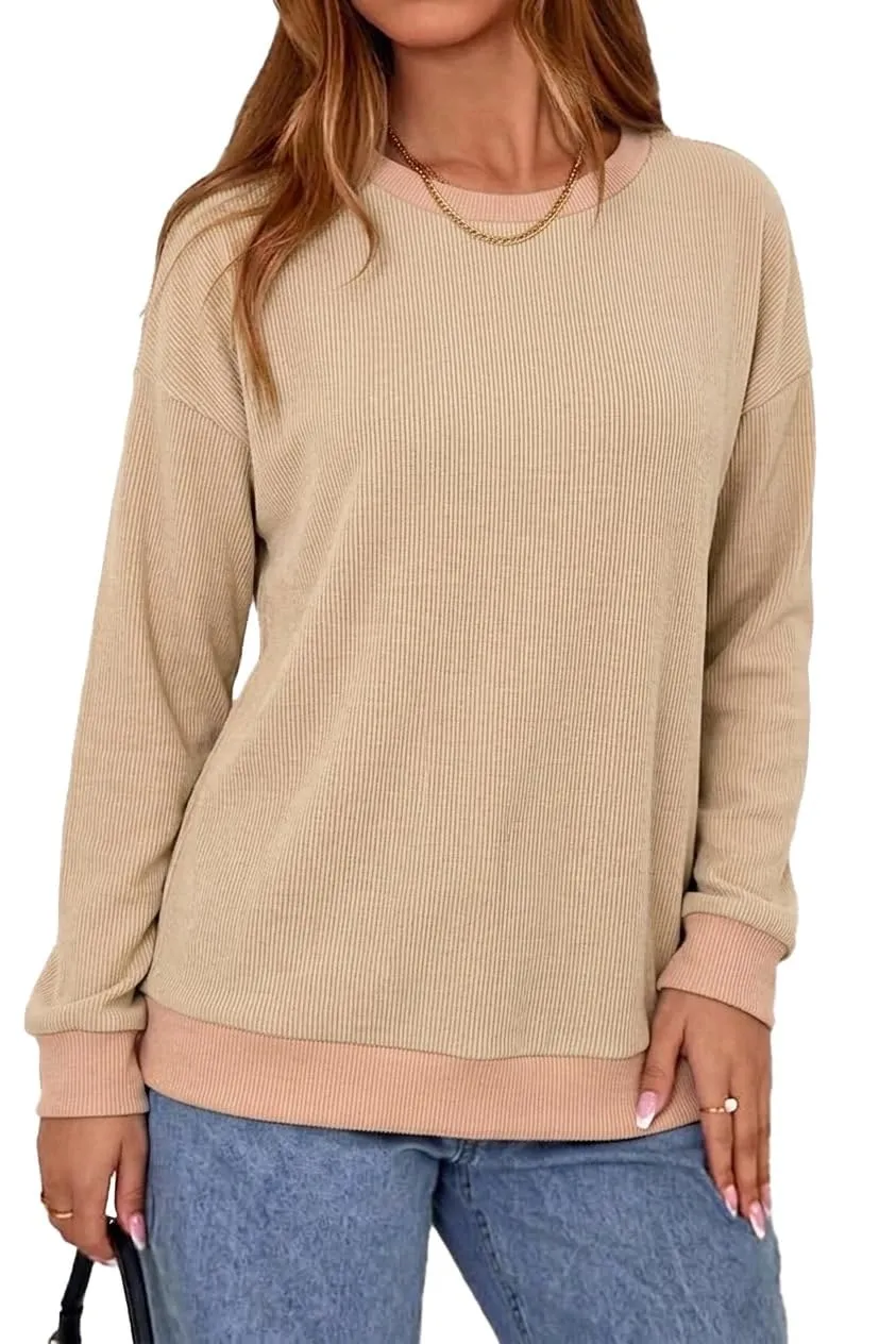 Rib Knit Crew Neck Pullover
