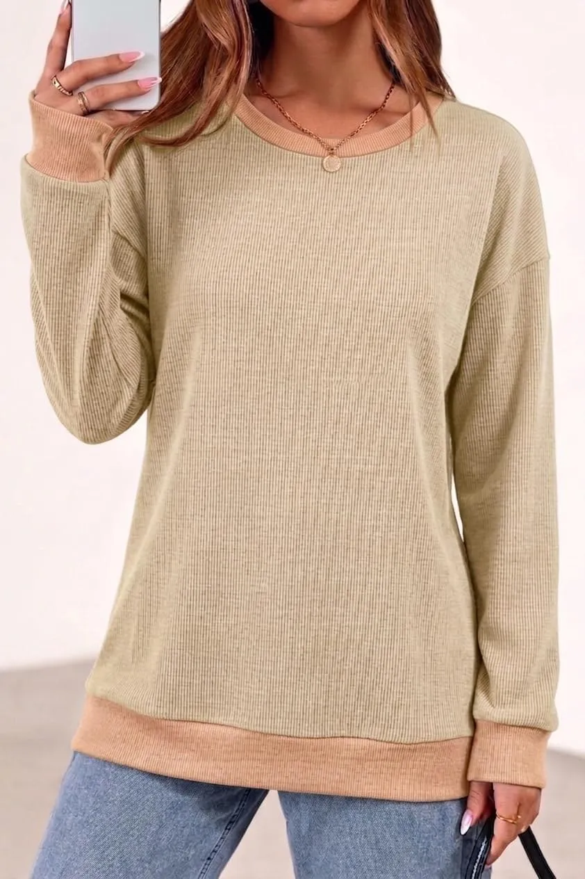 Rib Knit Crew Neck Pullover — view 2