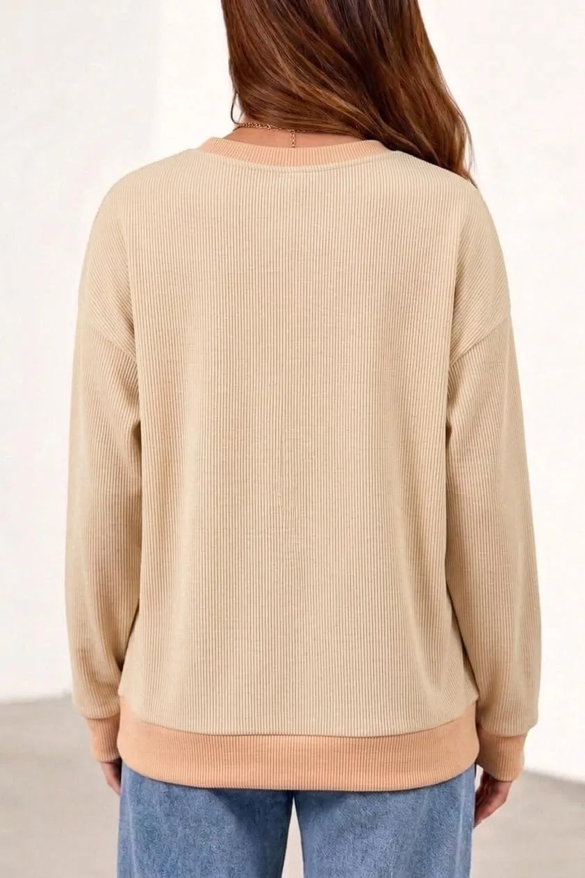 Rib Knit Crew Neck Pullover — view 3