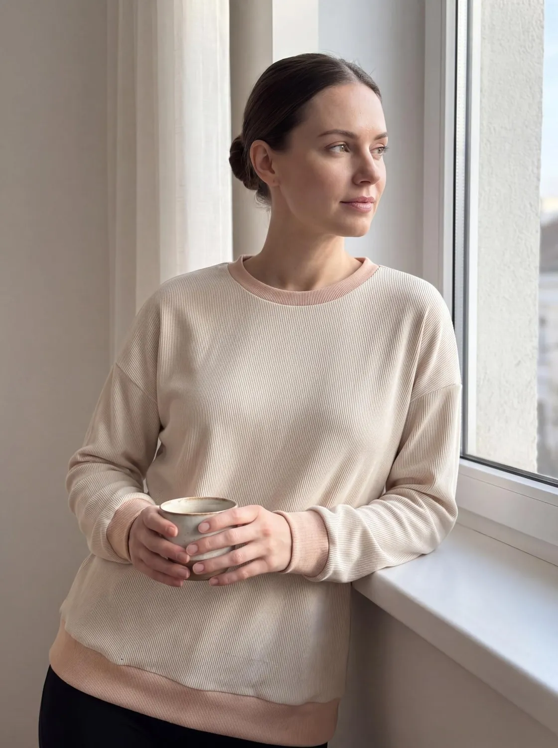 Rib Knit Crew Neck Pullover — view 4